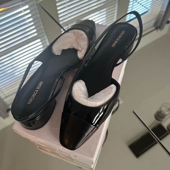 Veronica Beard Shoes - Veronica Beard Black Cecile Mixed Leather Slingback Flats NWT